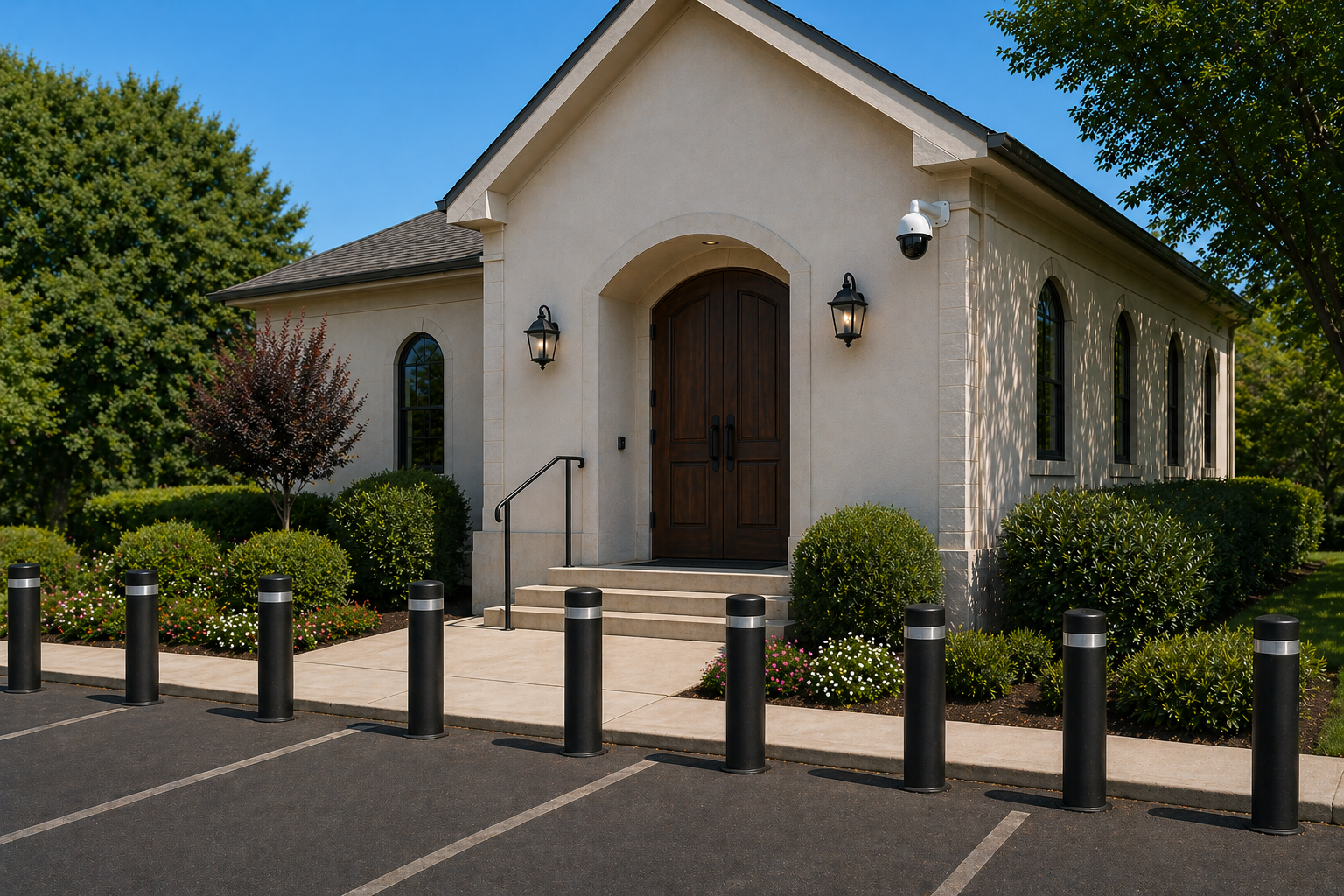 House of worship with exterior security improvements funded through the Nonprofit Security Grant Program